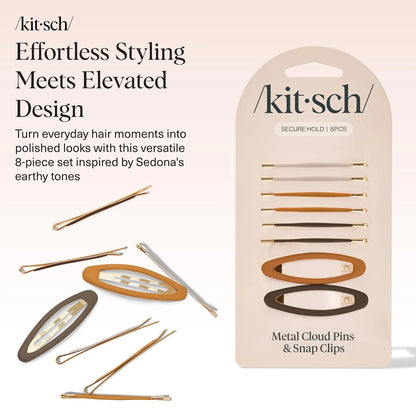 Kitsch Spiral Bobby Pins - Hair Accessories For Women - Brown, 3pcs