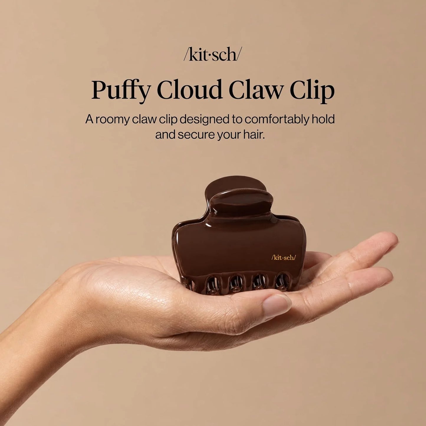 Kitsch Plastic Puffy Claw Clip - Hair Accessories For Women- Chocolate, 1pc