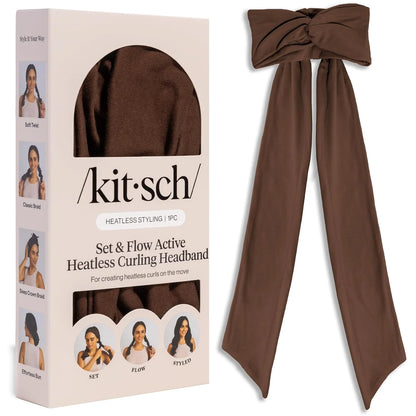 Kitsch Set & Flow Active Heatless Curling Headband For Women - Black, 1pc