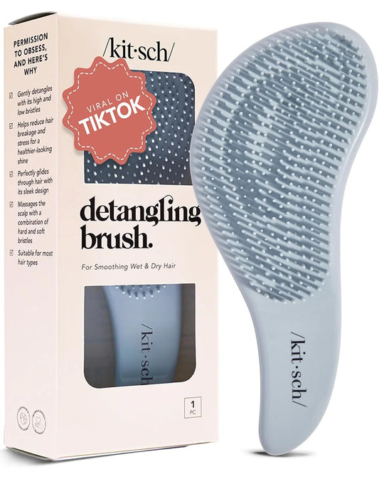 Kitsch Detangle Brush – Gentle Curly Hair Brush All Hair Types - Haze Blue