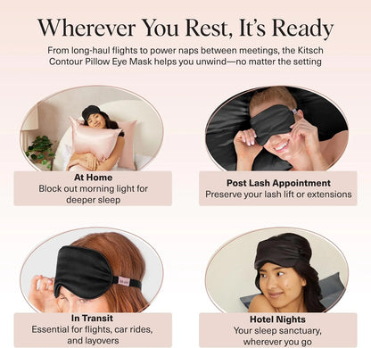 Kitsch Contour Satin Sleep Mask | Eye Masks for Sleep - Charcoal