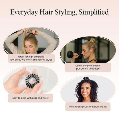 Kitsch Spiral Hair Ties for Women | Ponytail Holders - Brunette, 8 Pcs
