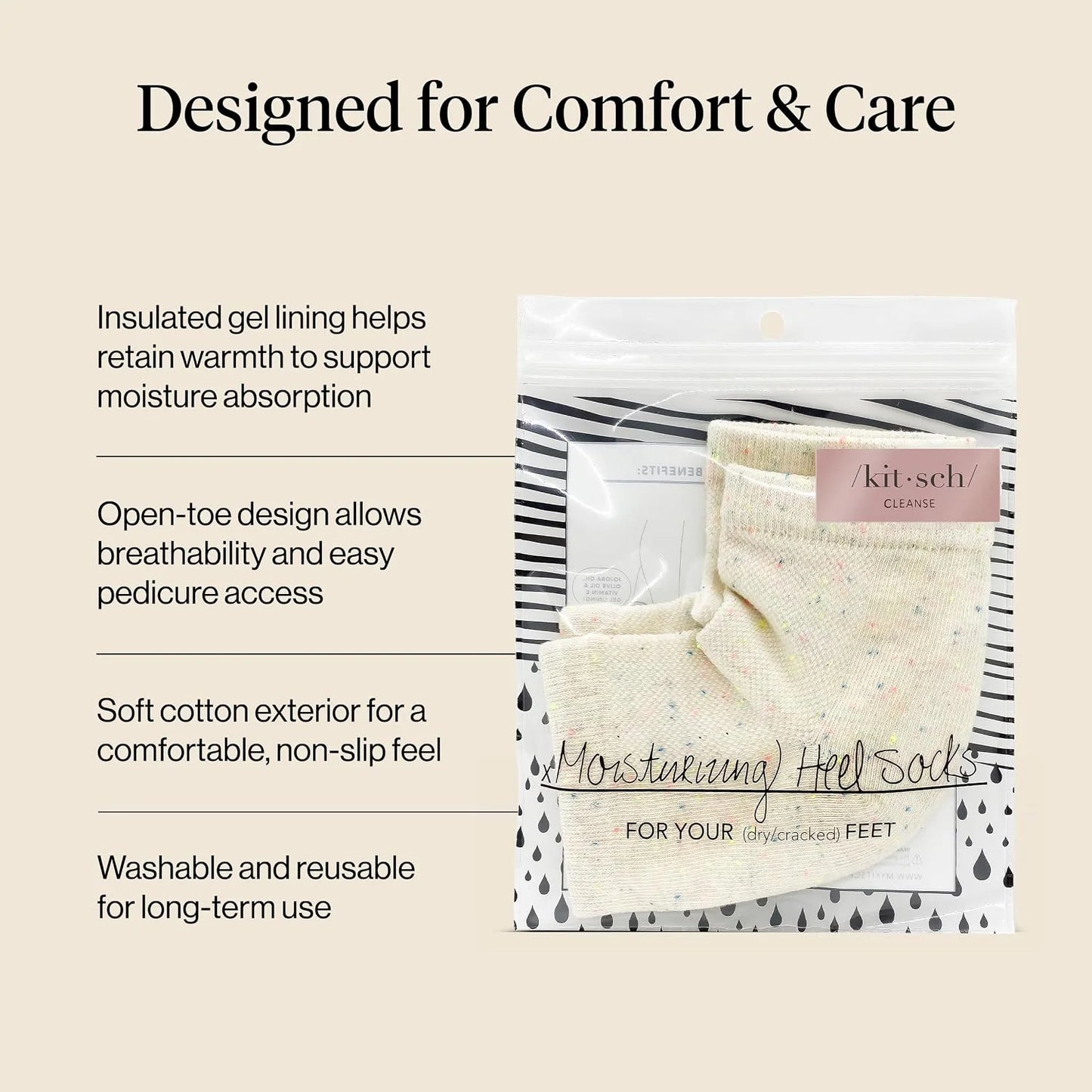 Kitsch Moisturizing Heel Socks for Cracked Heel Treatment - 1 Pair