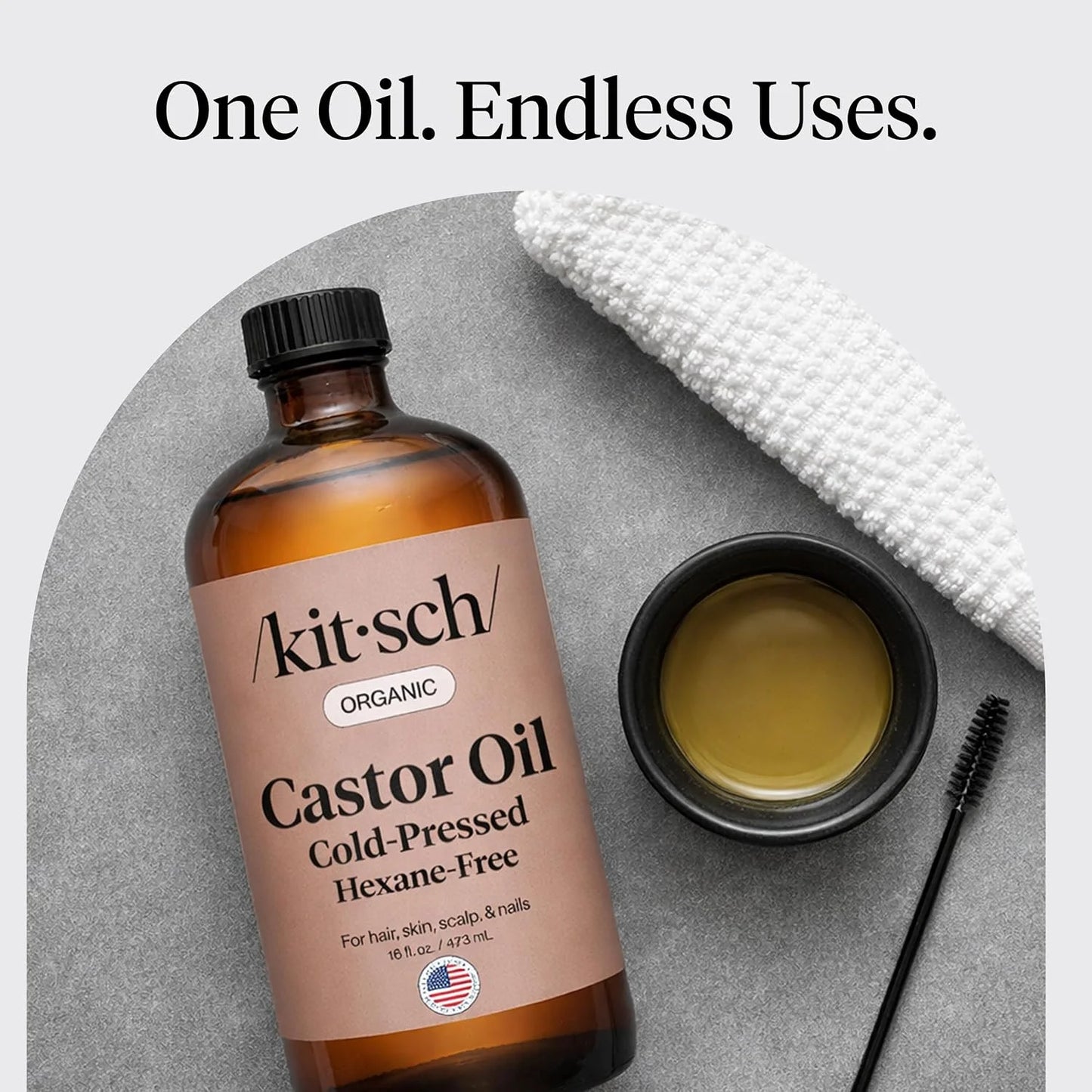 Kitsch 100% Pure Castor Oil Organic Cold Pressed - 2 oz