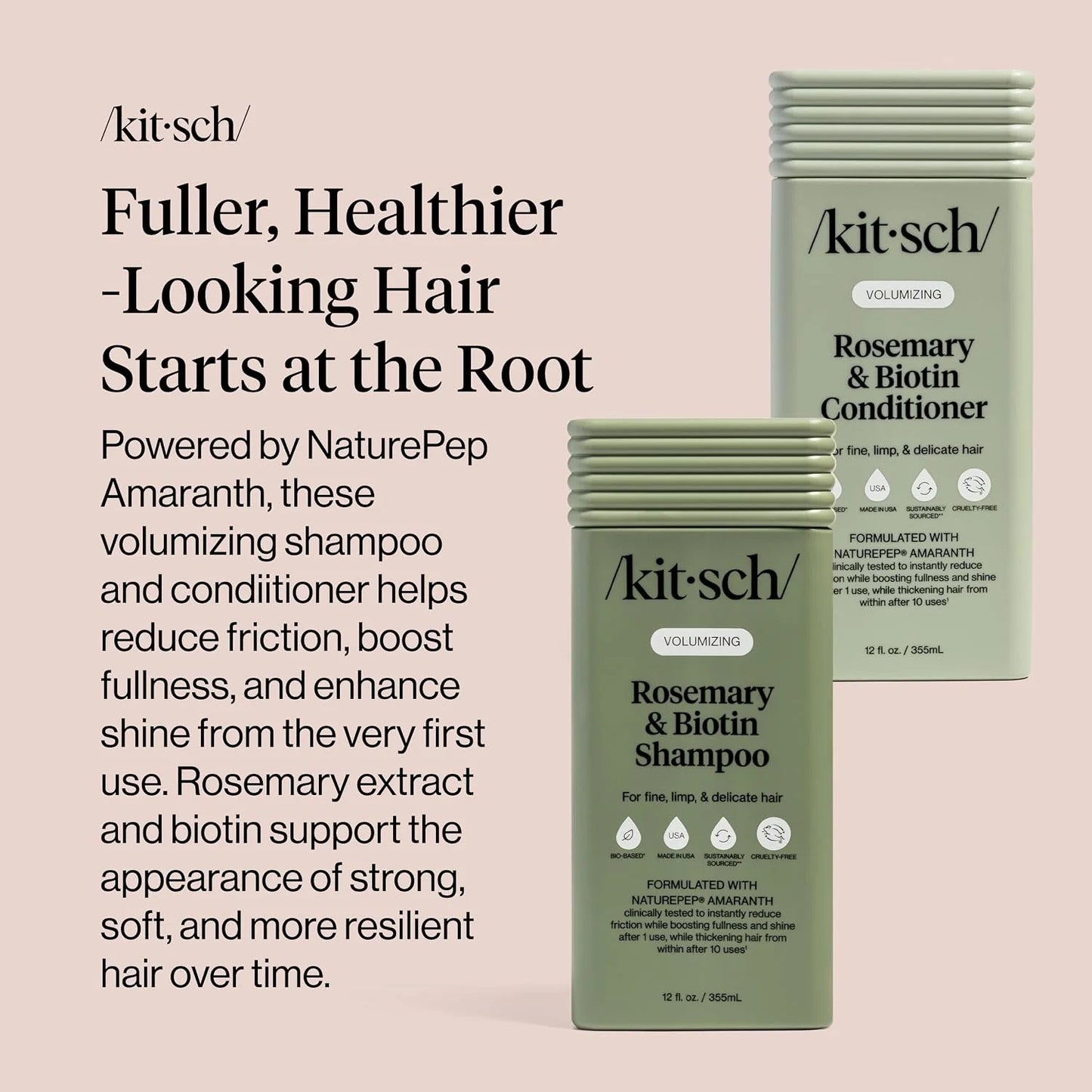 Kitsch Rice Water Shampoo and Conditioner Set for Hair Growth – Made in USA