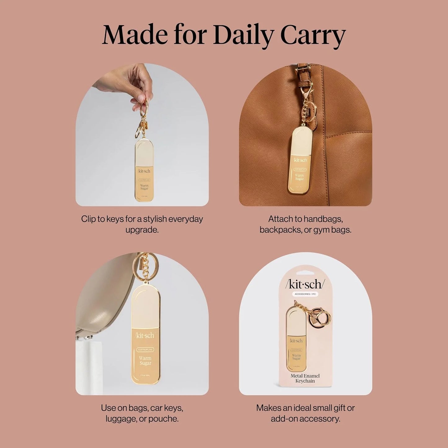 Kitsch Cute Keychain For Car Keys – Bag Charm for Handbags - Hair Perfume