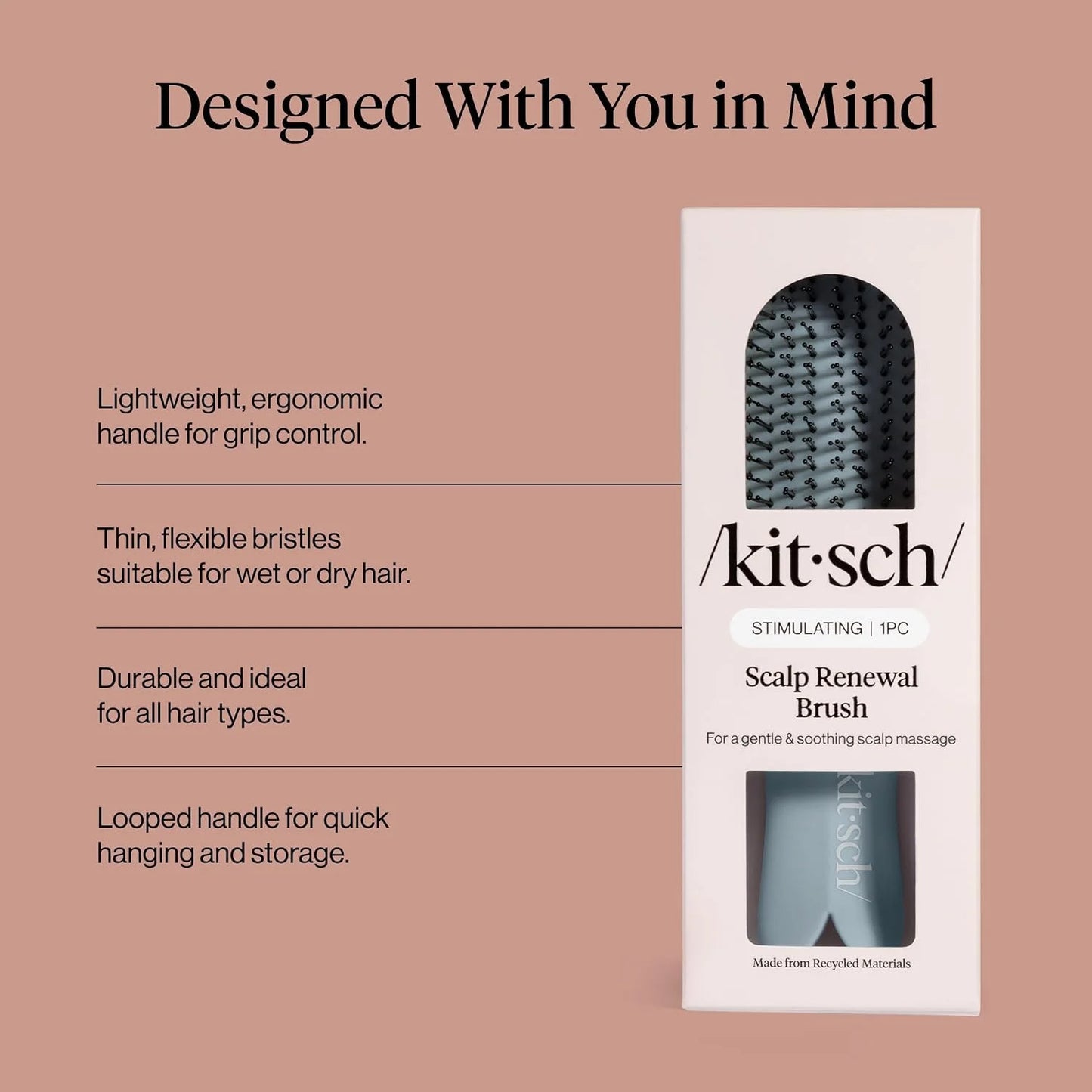 Kitsch Scalp Renewal Brush - Hairbrush Scalp Massager - Black