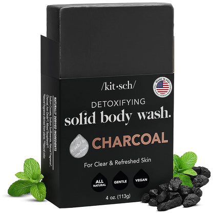 Kitsch Charcoal Soap Body Wash Bar for Cleansing – Made in USA, 4 oz