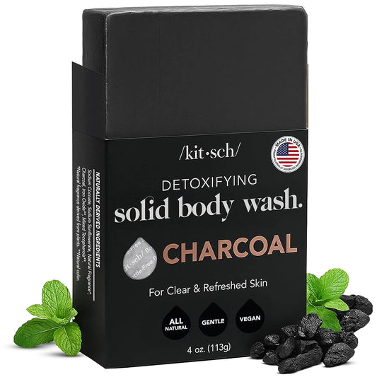 Kitsch Charcoal Soap Body Wash Bar for Cleansing – Made in USA, 4 oz