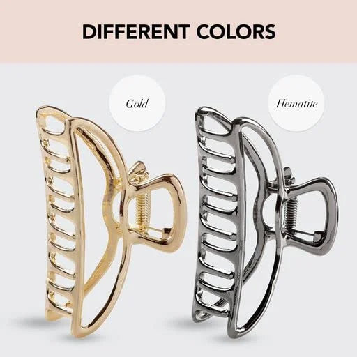 Kitsch Open Shape Metal Hair Clips for Women - Hematite, 1 Pc