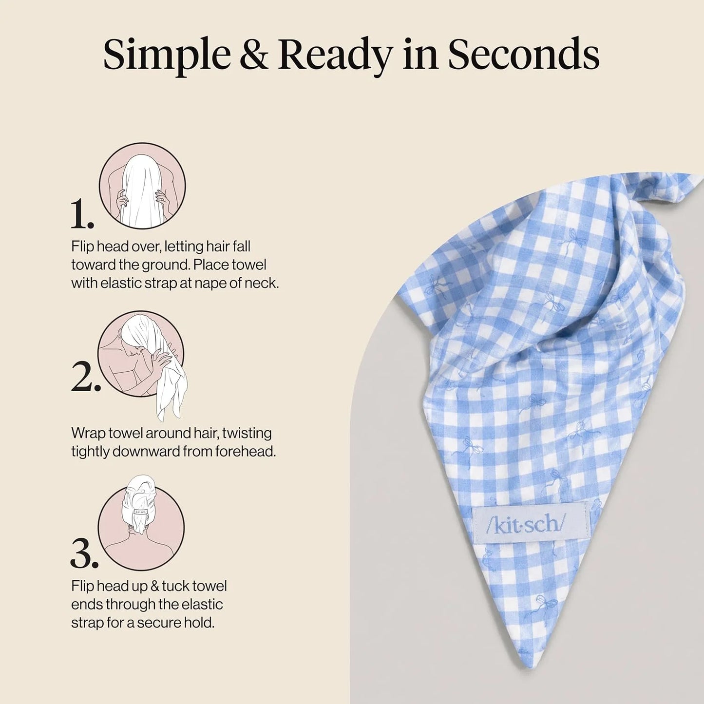 Kitsch XL Microfiber Hair Towel Wrap for Women