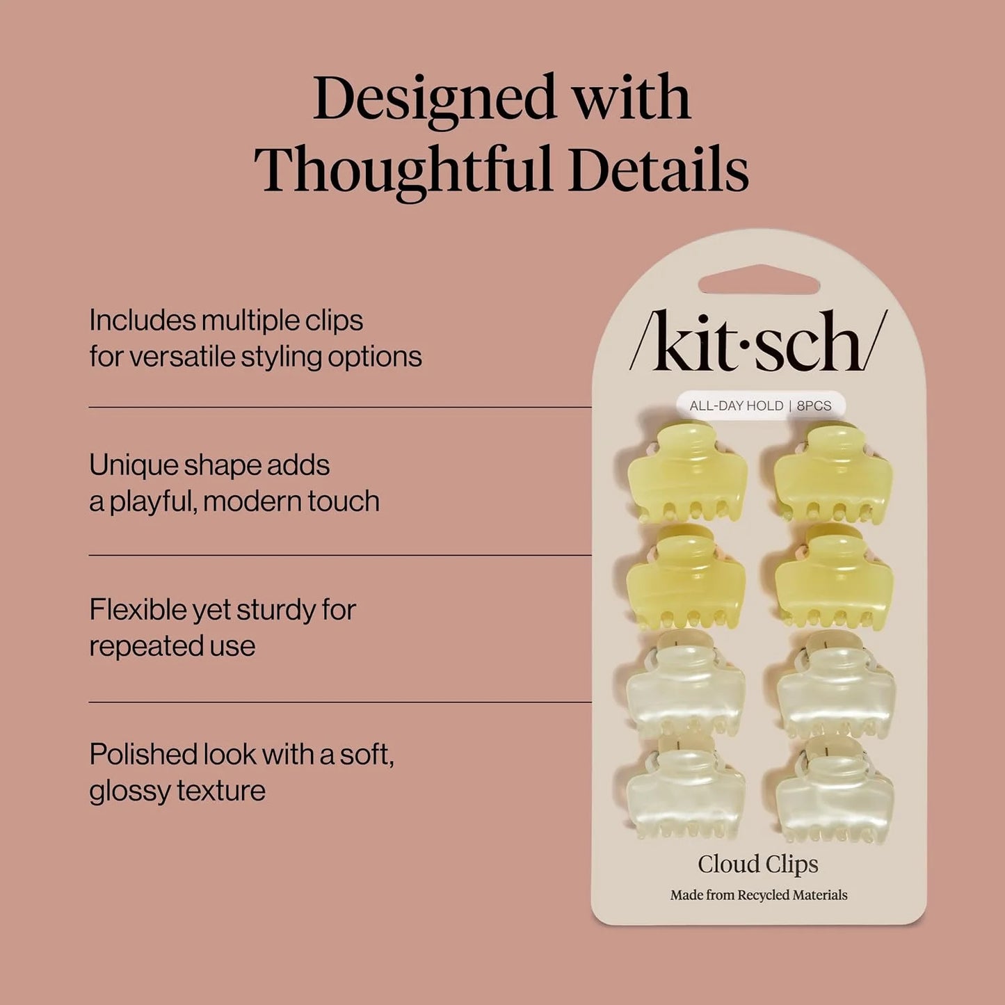 Kitsch Small Hair Clips for Women - Cute Hair Accessories - Rosewood, 8pcs