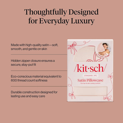 Kitsch Satin Pillowcase with Zipper - Standard Size, Haze Blue