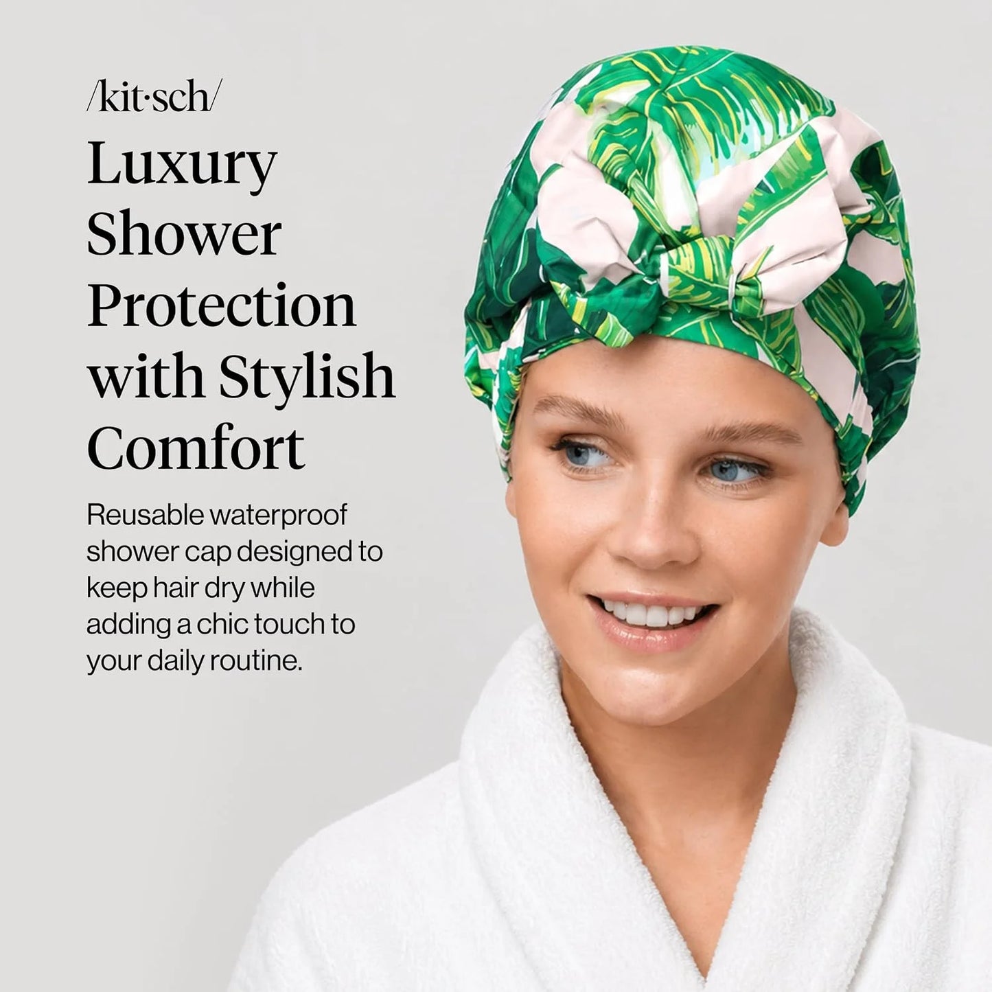 Kitsch Luxury Large Shower Cap for Women - Cherry Print