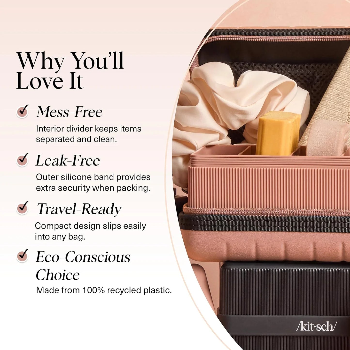 Kitsch 4-Compartment Travel Soap Case – TSA-Approved Bar Soap Holder