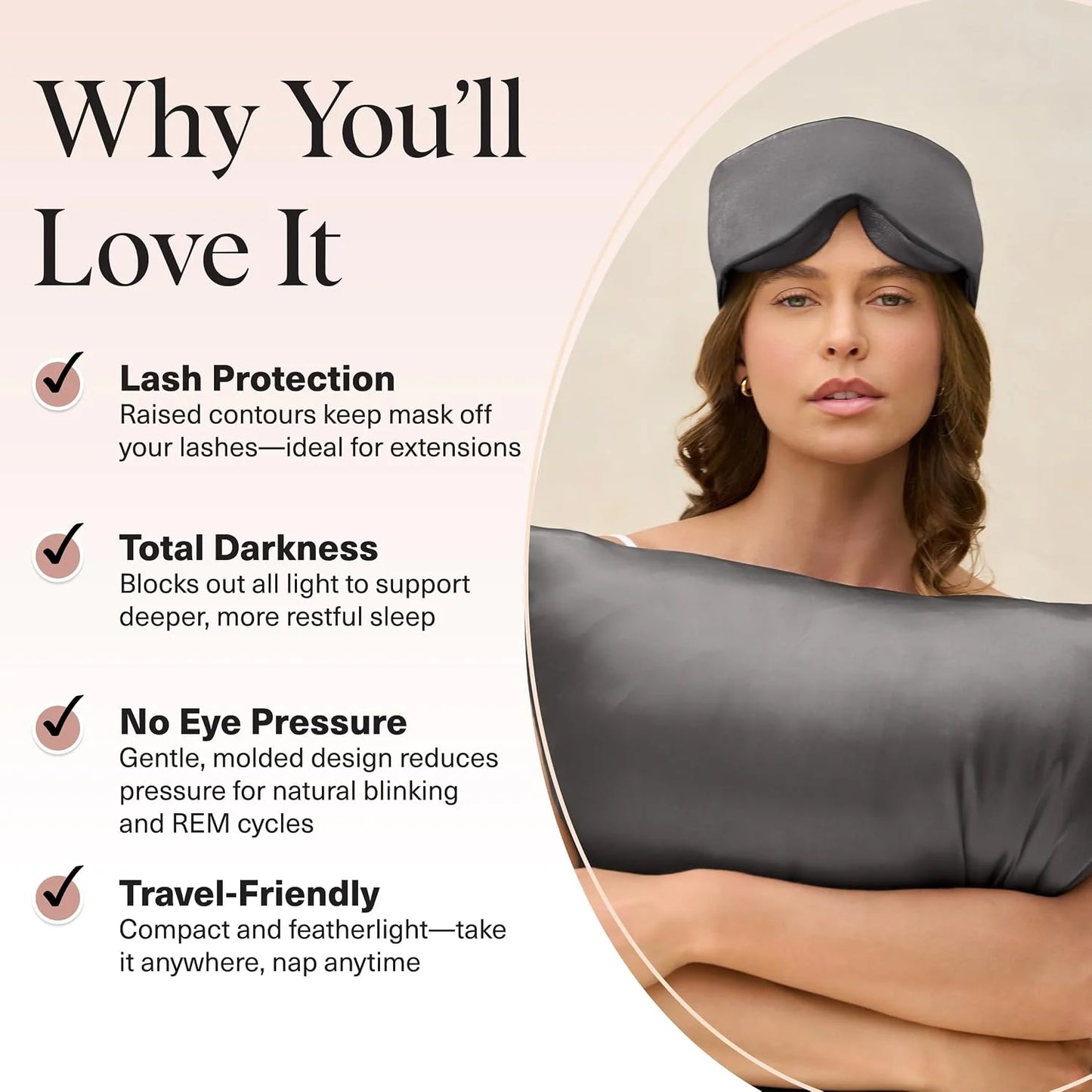 Kitsch Contour Satin Sleep Mask | Eye Masks for Sleep - Charcoal