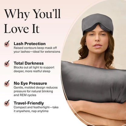 Kitsch Contour Satin Sleep Mask | Eye Masks for Sleep - Charcoal
