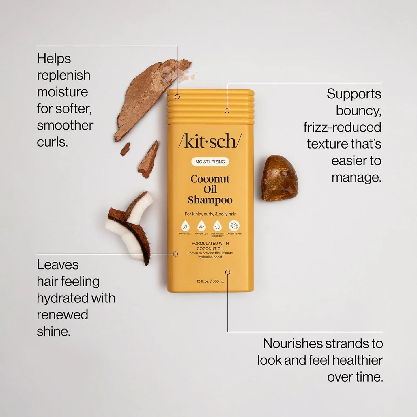Kitsch Argan Oil Shampoo for Hair Growth – Hydrating Hair Care – 12.3 oz