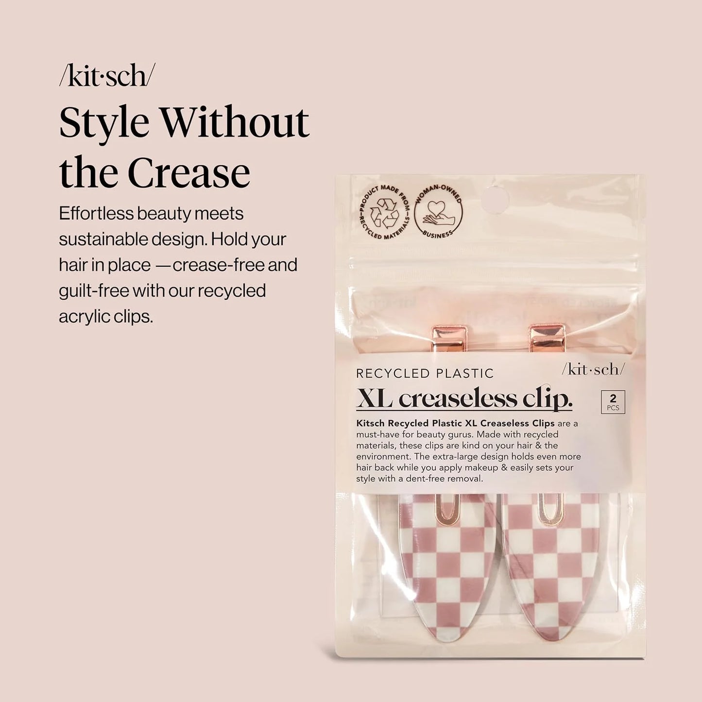 Kitsch Creaseless Hair Clips for Women - Cherry Print, 4pcs