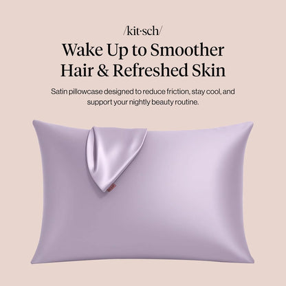 Kitsch Satin Pillowcase with Zipper - Standard Size, Haze Blue