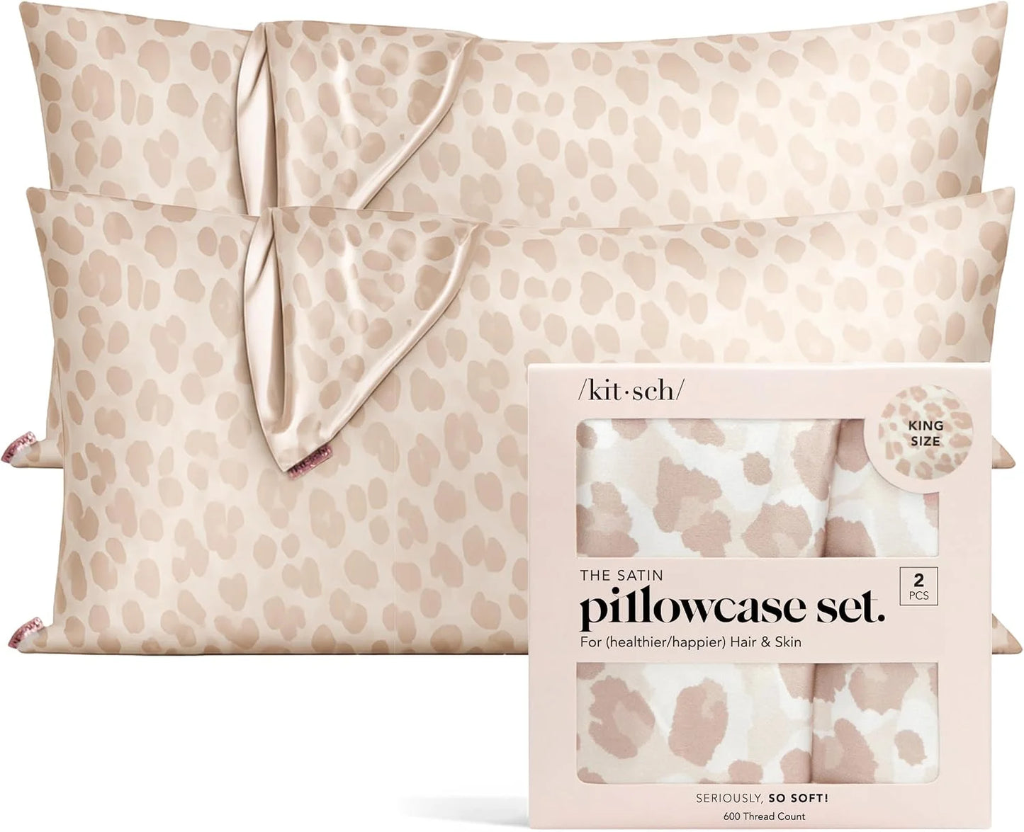 Kitsch Satin Pillowcase with Zipper - Standard Size, Haze Blue