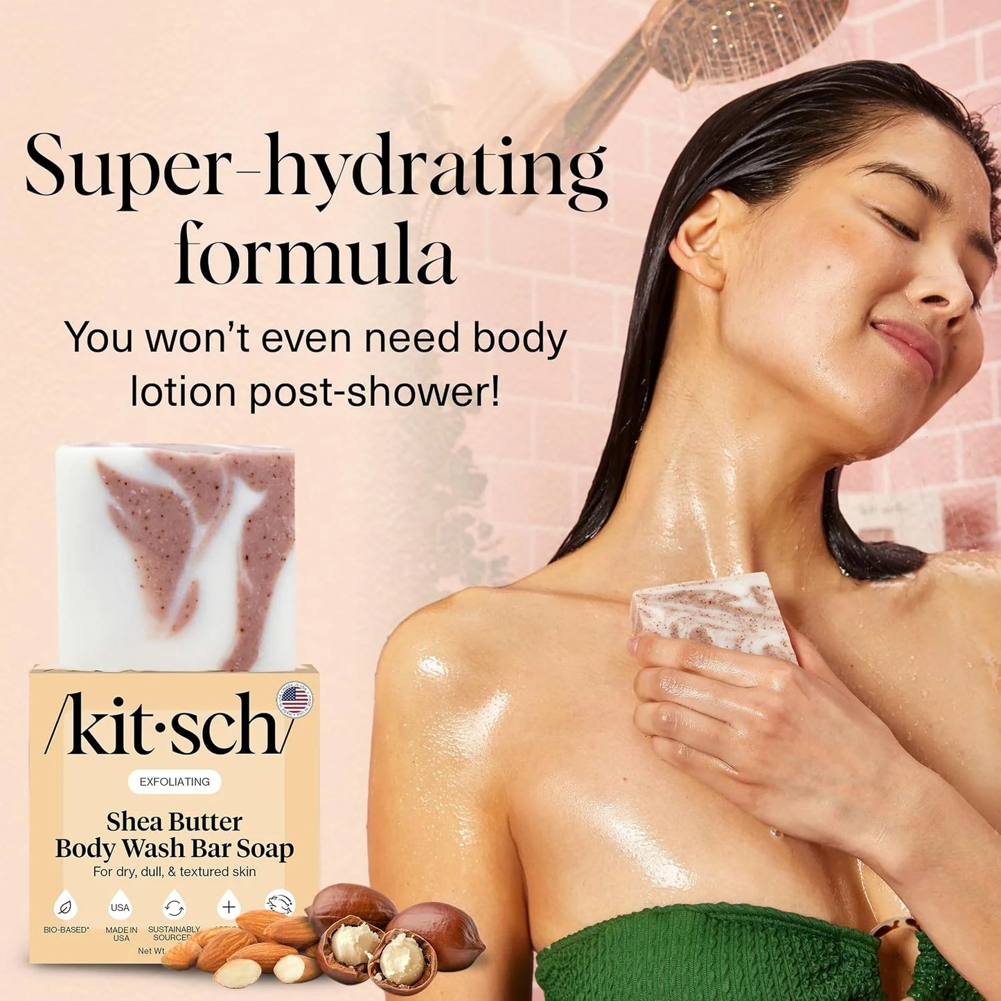 Kitsch Charcoal Soap Body Wash Bar for Cleansing – Made in USA, 4 oz