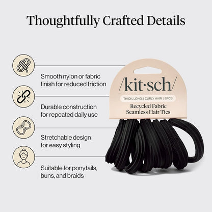 Kitsch Ribbed Hair Ties No Damage - Blush, 10pcs