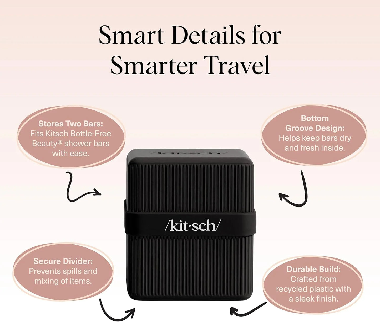 Kitsch 4-Compartment Travel Soap Case – TSA-Approved Bar Soap Holder