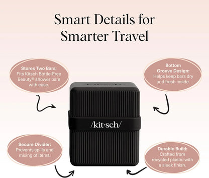 Kitsch 4-Compartment Travel Soap Case – TSA-Approved Bar Soap Holder