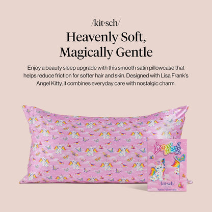 Lisa Frank x Kitsch Satin Pillowcase, Size 19x36 - Rainbow Leopard