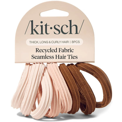 Kitsch Ribbed Hair Ties No Damage - Blush, 10pcs