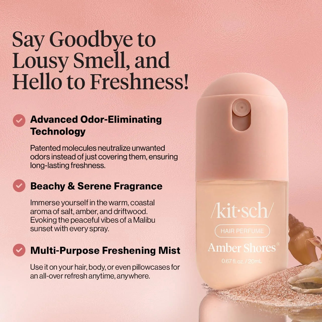 Kitsch Hair Perfume for Women – Hair Spray & Body Mist – Amber Shores, 20mL