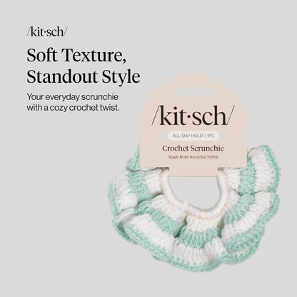 Kitsch Crochet Hair Scrunchie For Women - Seafoam Blue, 1pc