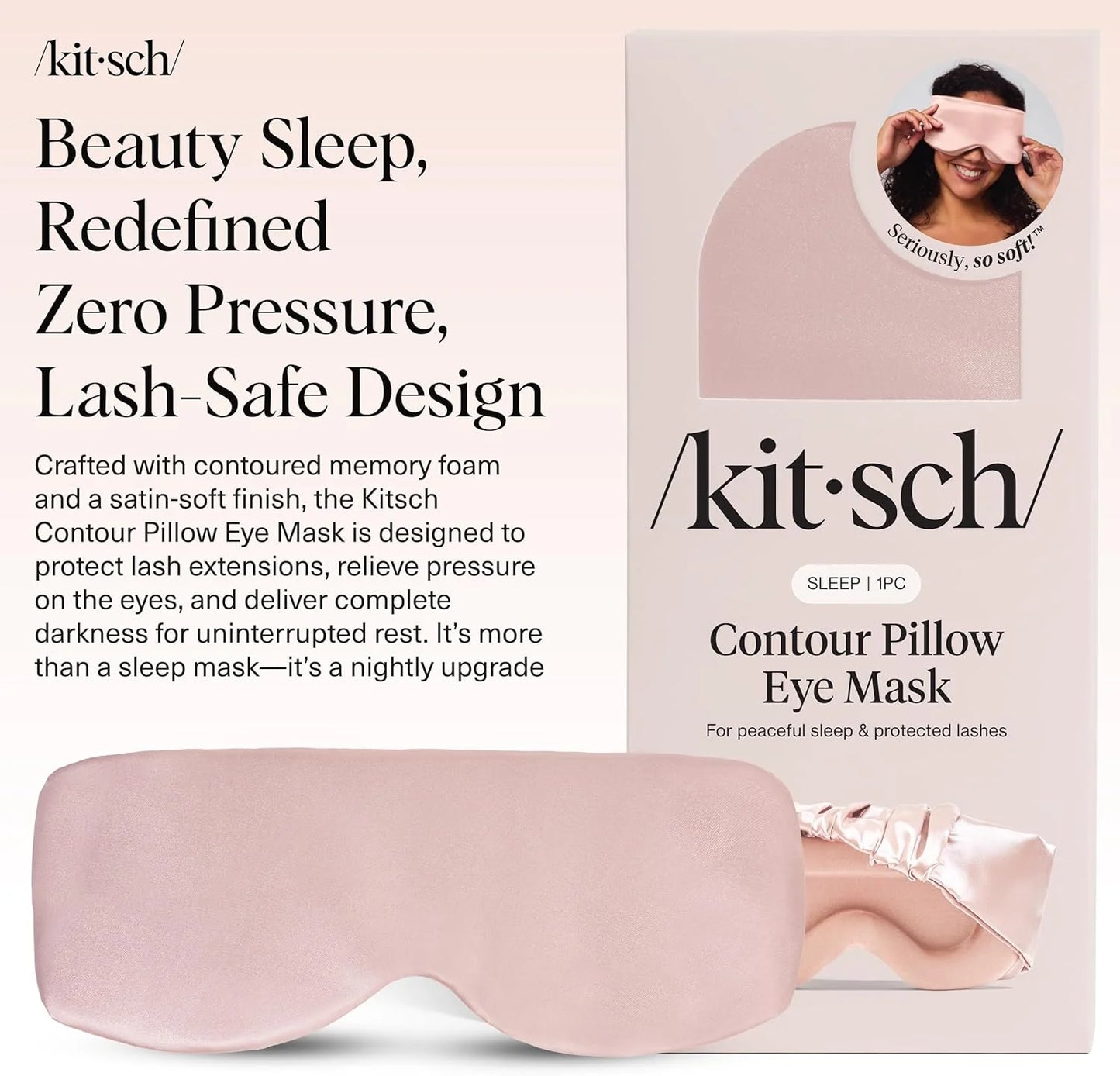 Kitsch Contour Satin Sleep Mask | Eye Masks for Sleep - Charcoal