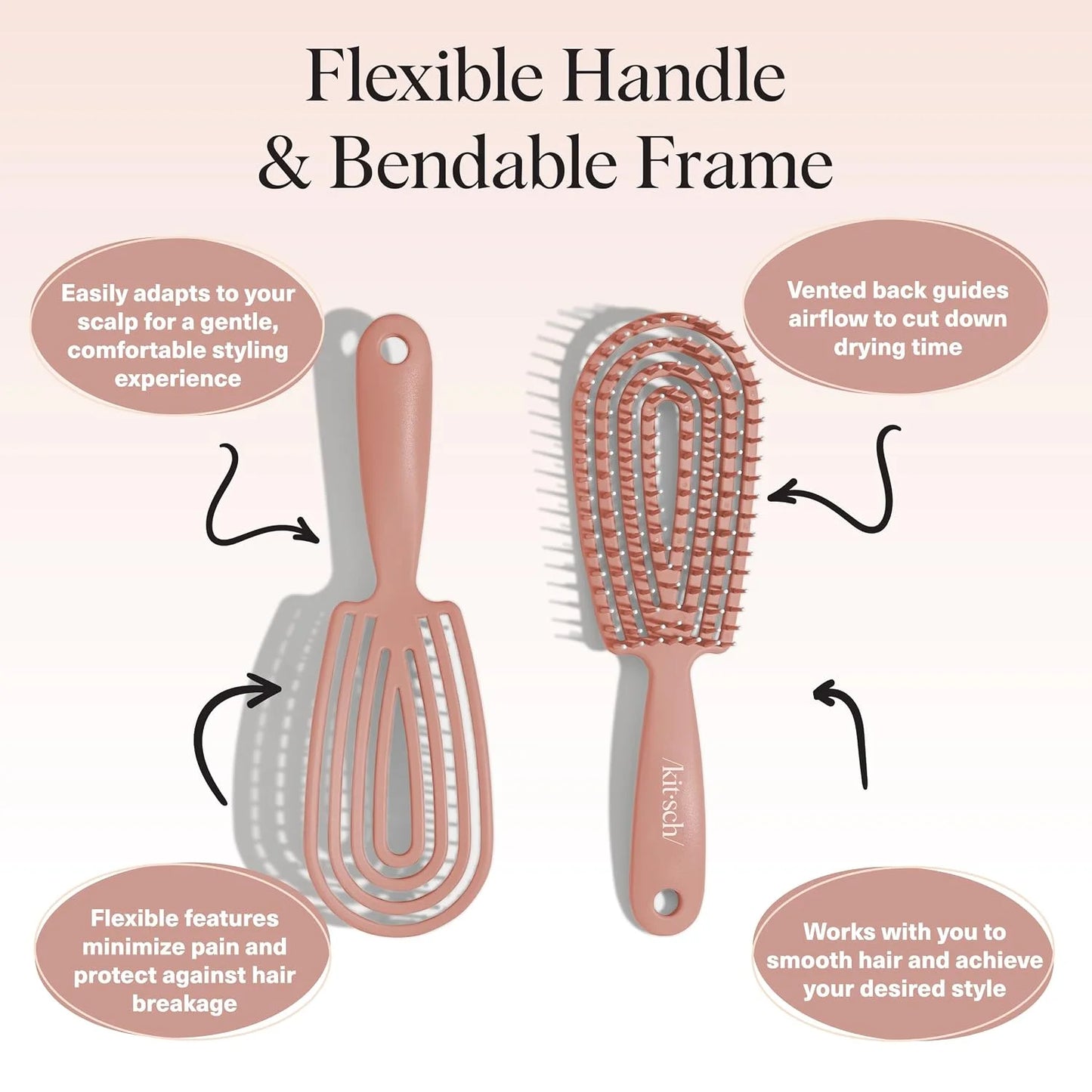 Kitsch Flexi Flow Detangler Brush, Hair Brushes For Women - Soft Violet