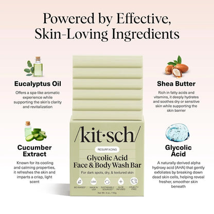 Kitsch Charcoal Soap Body Wash Bar for Cleansing – Made in USA, 4 oz