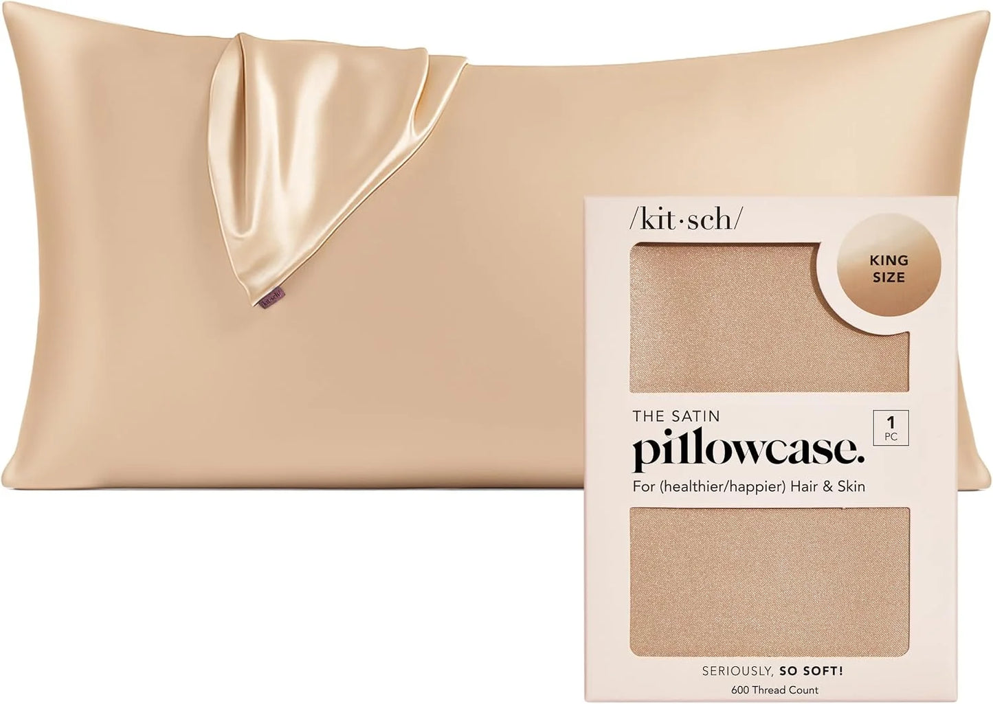 Kitsch Satin Pillowcase with Zipper - Standard Size, Haze Blue