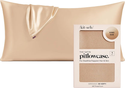Kitsch Satin Pillowcase with Zipper - Standard Size, Haze Blue