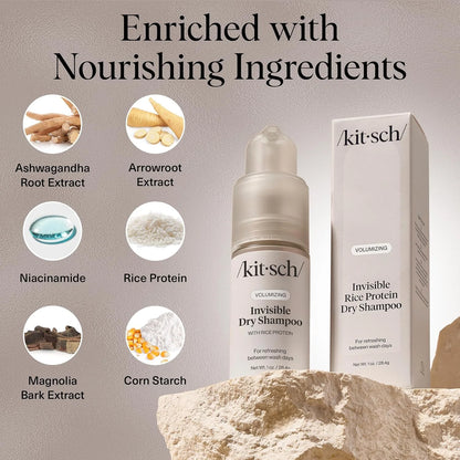 Kitsch Volumizing Rice Protein Dry Shampoo Powder Pump - Invisible 1oz