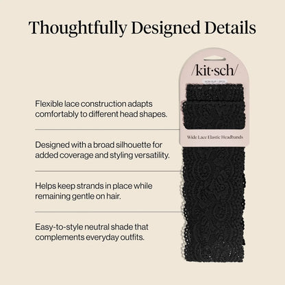 Kitsch Lace Wide Headbands for Women Non Slip - Cherry Lacquer & Dusty Pink