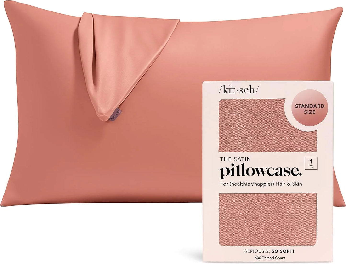 Kitsch Satin Pillowcase with Zipper - Standard Size, Haze Blue