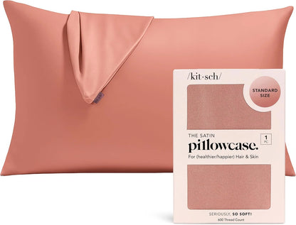 Kitsch Satin Pillowcase with Zipper - Standard Size, Haze Blue