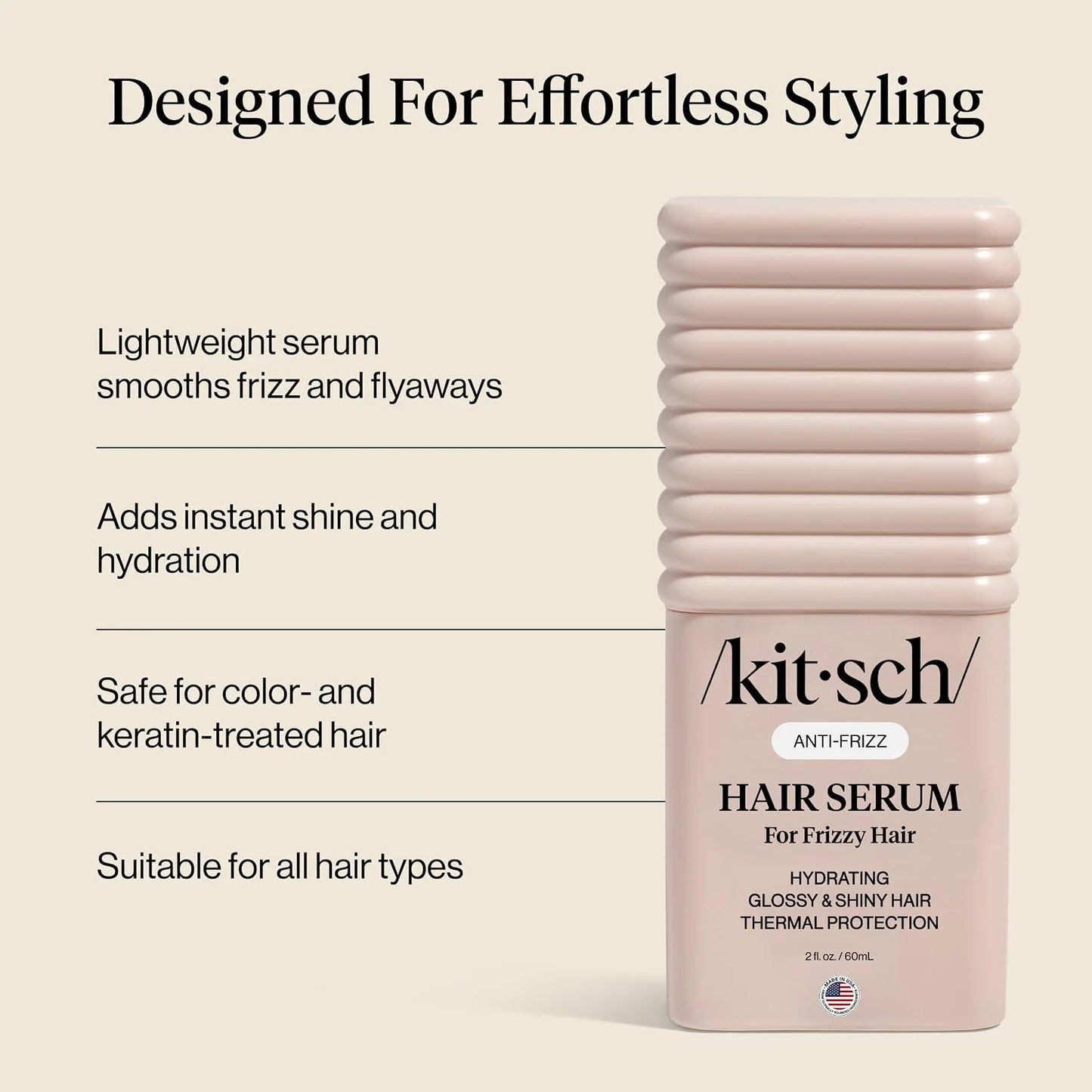 Kitsch Hair Serum For Frizzy Hair – With 450°F Thermal Protection - 2oz
