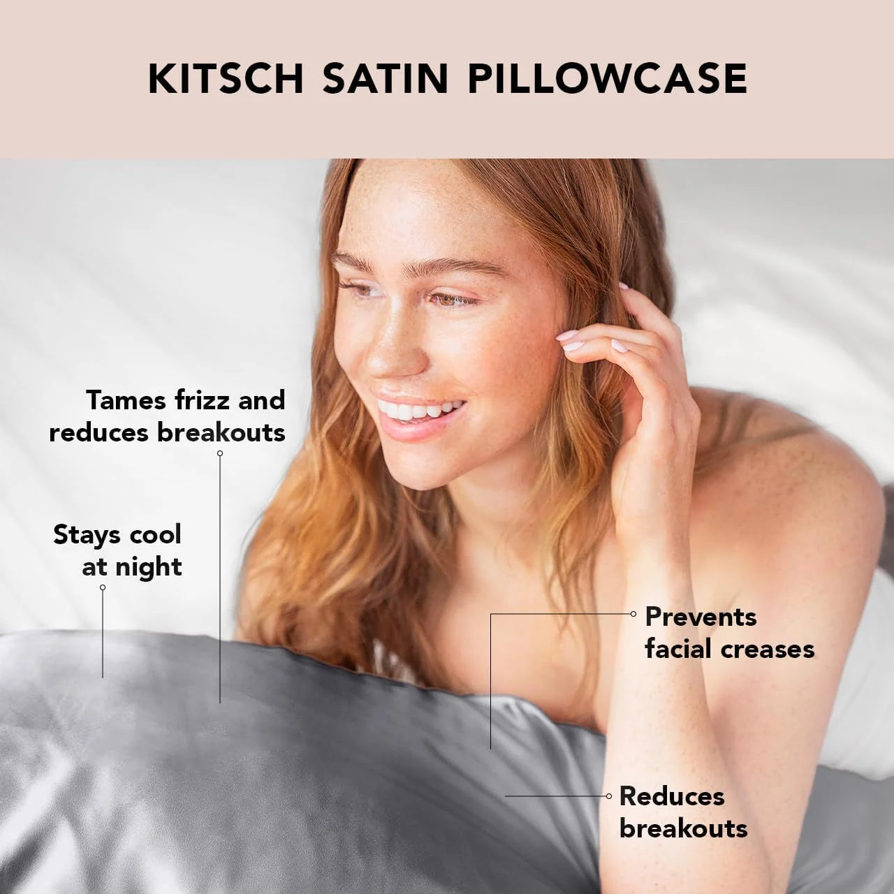 Kitsch Satin Pillowcase with Zipper - Standard Size, Haze Blue