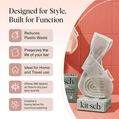 Kitsch Soap Saver Bag – Patented Mesh Bag Soap Holder with Tag Identifier