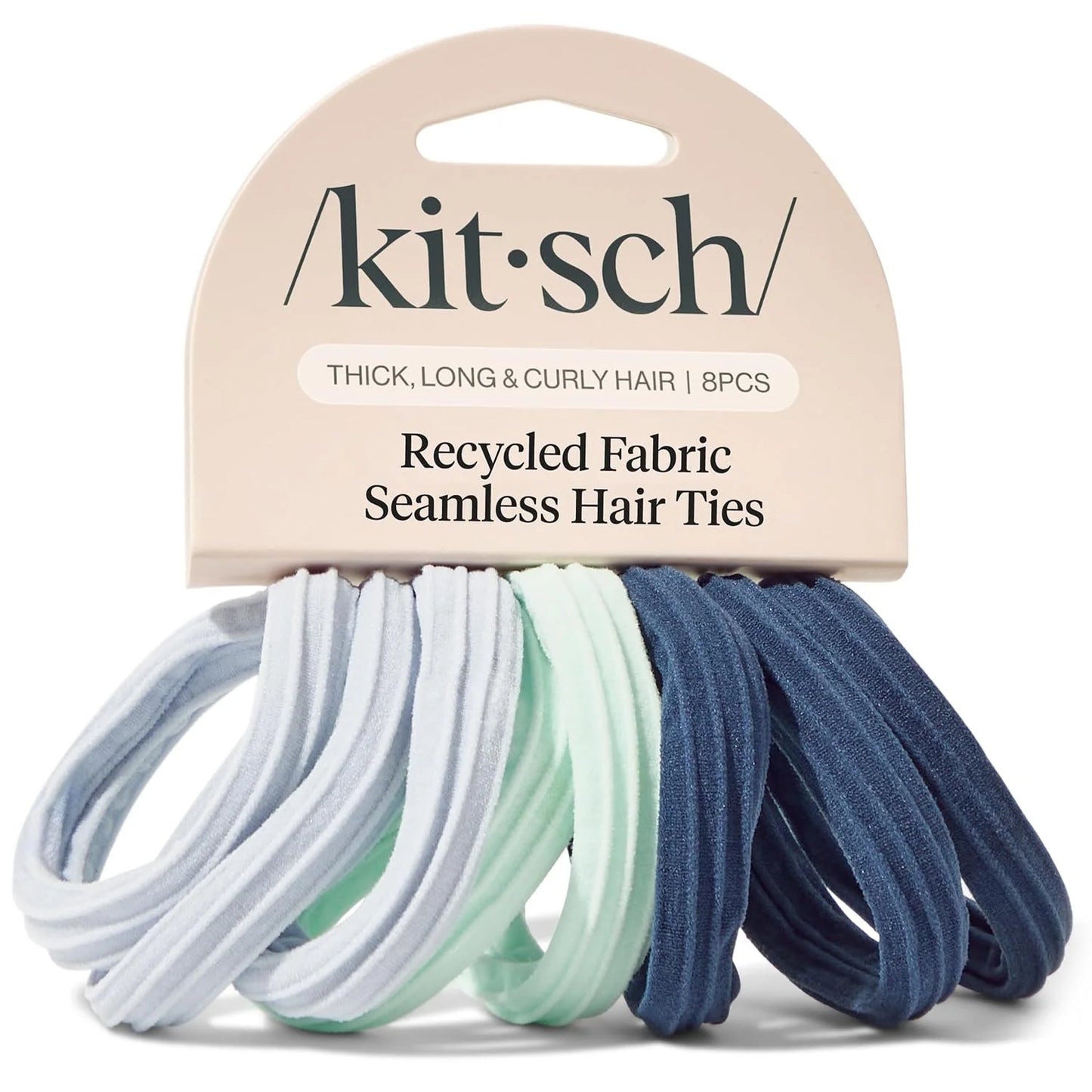 Kitsch Ribbed Hair Ties No Damage - Blush, 10pcs