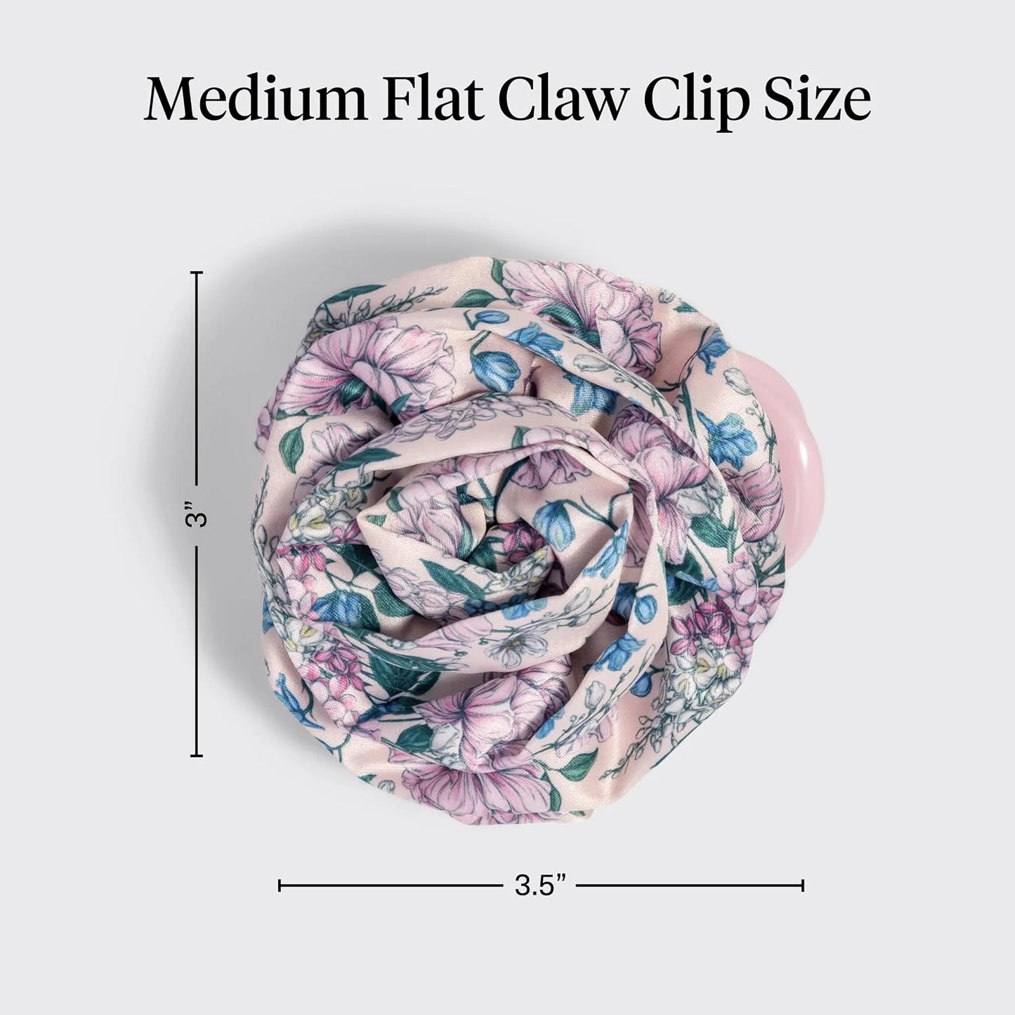Kitsch Medium Satin Rosette Flat Claw Clip for Women - Black, 1pc