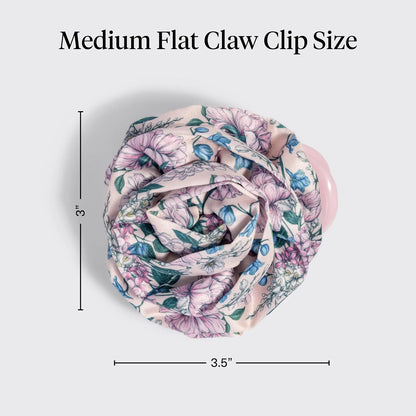 Kitsch Medium Satin Rosette Flat Claw Clip for Women - Black, 1pc