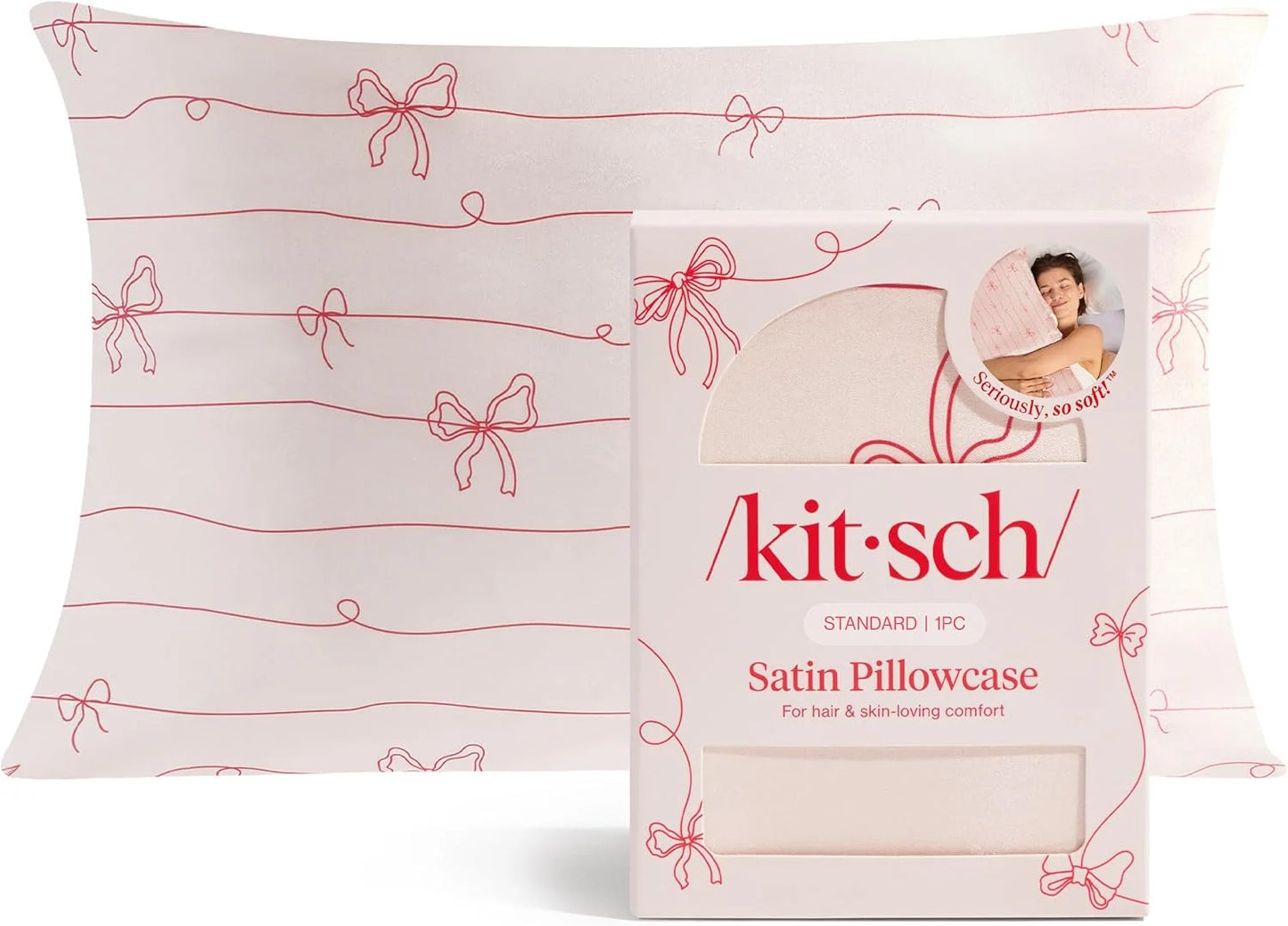 Kitsch Satin Pillowcase with Zipper - Standard Size, Haze Blue