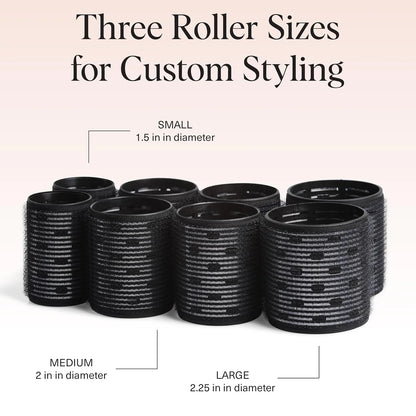 Kitsch Ceramic Hair Rollers for Women - Black, 8 Count (Pack of 1)